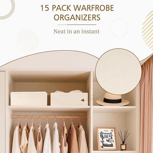 Criusia 15 Pack Drawer Organizer for Clothes, Foldable Dresser Dividers with 3 Sizes, Fabric Storage Bins – Beige thumbnail 8