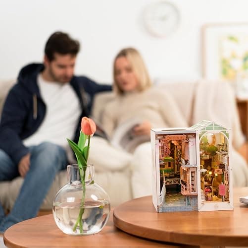 Rolife DIY Book Nook Kit Sakura Densya, DIY Miniature Booknook Kit Creative Decorative Bookend Bookshelf Insert 3D Puzzles for Adults, Halloween/Christmas Decorations/Gifts for Adults (Sakura Densya) thumbnail 7