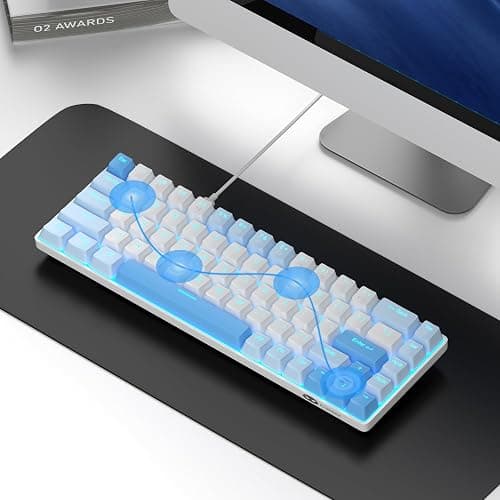 MageGee Portable 60% Mechanical Gaming Keyboard, MK-Box LED Backlit Compact 68 Keys Mini Wired Office Keyboard with Red Switch for Windows Laptop PC Mac - Sky Blue thumbnail 7