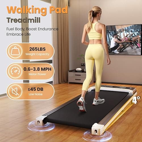 Yagud Walking Pad Treadmill with Incline for Home Office, Portable Under Desk Treadmill with Remote Control and LED Display, Walking Jogging Running Machine thumbnail 3