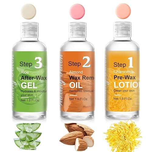 Mini Pre Wax Spray and After Wax Spray, Triple-bottle Set After Wax Care with Pre Wax Cleanser, Wax Remover Oil and Skin Soother Organic Aloe Vera Gel for Sensitive Skin - Image 1
