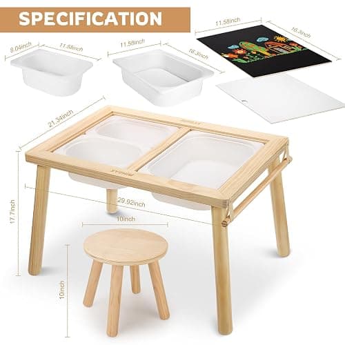 wingyz Sensory Table and Chair Set, 3 in 1 Kids Table for Play Study Art Dining Toys Storage, Sensory Activity Tables for Toddler with Storage Bins, Children's Gifts for Boys and Girls thumbnail 2