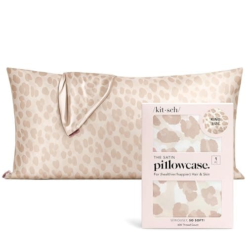 Kitsch Satin Pillowcase, Softer Than Silk Pillow Cases King, Cooling Pillow Covers, Satin Pillowcase with Zipper for Hair, Skin & Quality Sleep, Wrinkle-Free & Smooth, King Size 19"x36", Leopard - Image 1
