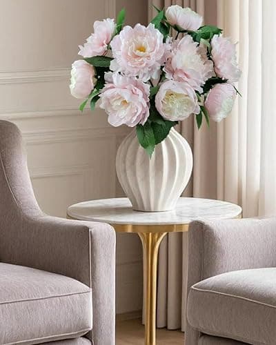 LA.PONEE Premium Pink Peonies Artificial Flowers, Fake Silk Peony Flowers with Stems, Faux Florals for Wedding Bridal Bouquets, Floral Arrangements, Table Centerpieces, Home Decorations thumbnail 7