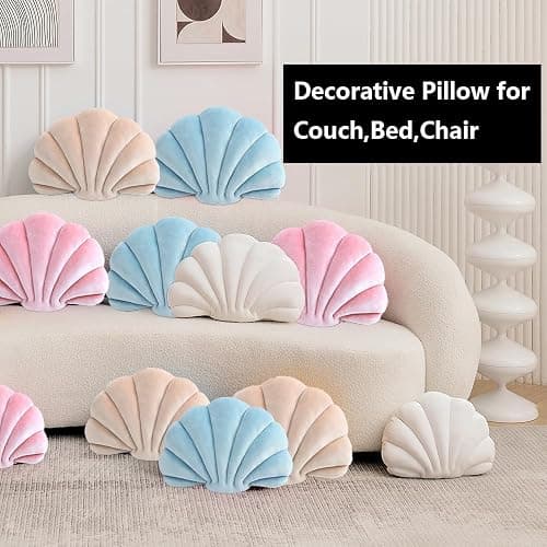 XIAIJIA Seashell Decorative Pillow Shell Shaped Throw Pillow 3D Insert Beach Pillow Soft Velvet Pillow Sea Ocean Decoration Couch Bed Pillow Cushions(Blue,14 X 11 inch) thumbnail 6