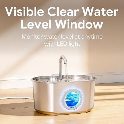 Cat Water Fountain Stainless Steel: 74oz/2.2L Cat Fountain for Drinking- Pet Water Fountain Inside - Automatic Dog Watering Dispenser Bowl - Pet Feeding & Watering Supplies (4 Filters) thumbnail 6