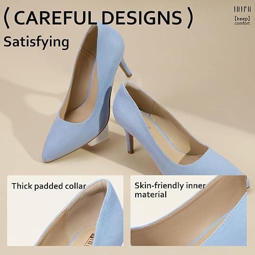 IDIFU IN3 High Heels Pumps Closed Toe Heels Women's Pumps Stiletto Pointed Toe Dress Shoes Wedding Prom Bridal Work Office Bride Guest Trendy Dressy Fashion Comfortable Pump Shoes thumbnail 5