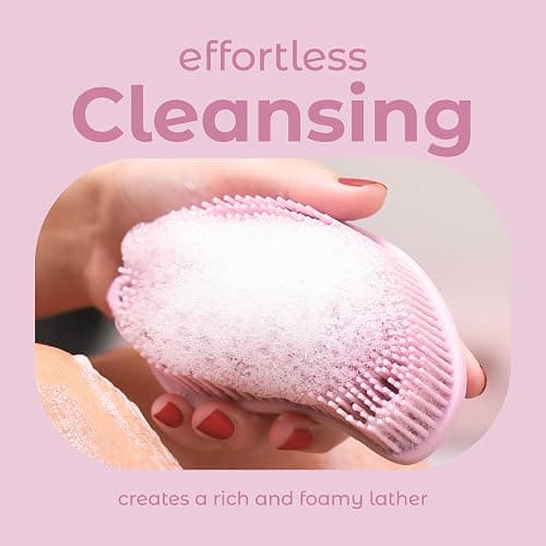 MainBasics Silicone Body Scrubber Dual-Sided Shower Loofah and Exfoliator (Pink, Exfoliate) thumbnail 4