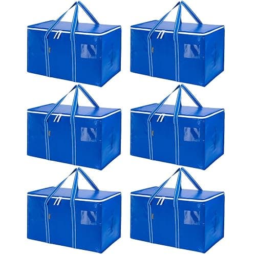 BALEINE 6-Pack Oversized Moving Bags with Reinforced Handles, Heavy-Duty Storage Tote for Clothes, Moving Supplies (Royal Blue, 6-Pack) - Image 1