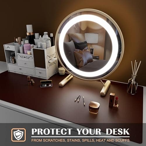 K KNODEL Large Office Desk Mat, Leather Mouse Pad (31.5"x15.7", Dark Brown) | Desk Pad, Keyboard Pad, Computer and Laptop Mat, Desktop Protector and Cover, Writing Pad and Blotter for Home Office thumbnail 6