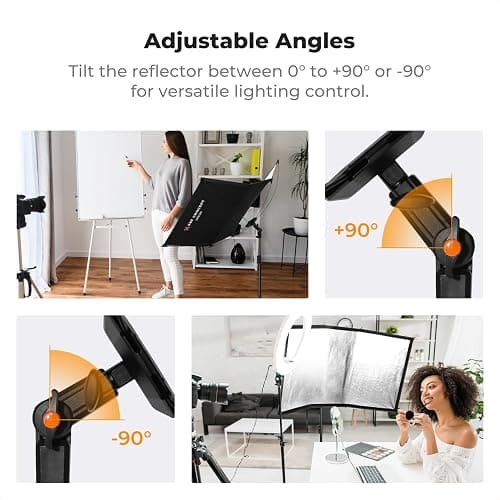K&F CONCEPT Clamshell Light Reflector Diffuser with Carrying Bag, 47"x25"/120x65cm Photography Curved Lighting Reflector for Photo Studio Photography, Black/White/Gold/Silver Colors thumbnail 5