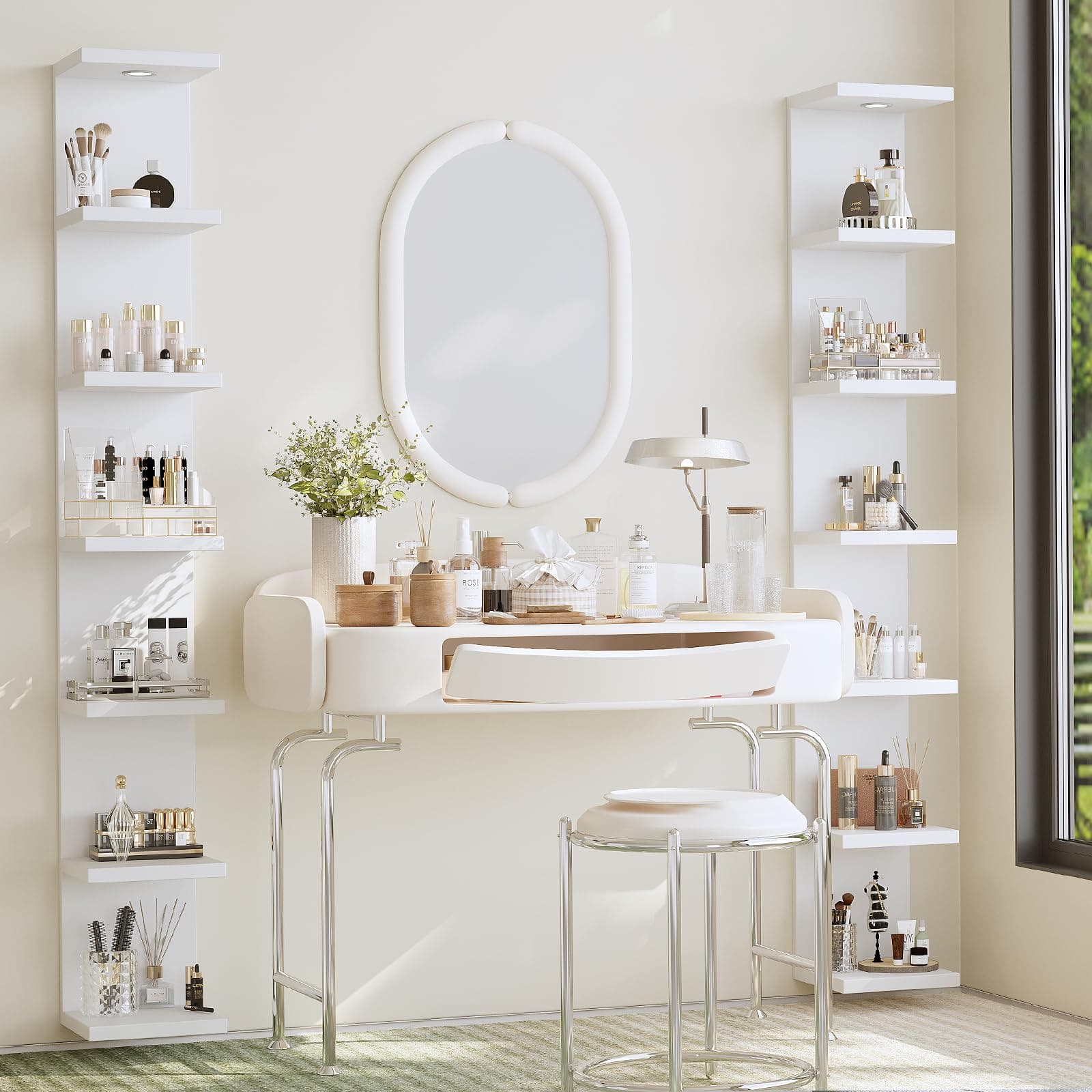 LitaEther Versatile 7 Tier Wall Shelf Unit,White Lack Wall Shelf,Display Floating Shelf with LED Remote Control Light thumbnail 9