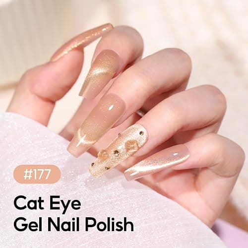 PEACECOLOR UV Nagellack Cat Eye UV Gel 10ML - 6 Farben Silber Rosa Nude Braun Gellack mit Magnet Cat Eye Nagellack Gel Nail Polish Soak Off Maniküre Nail Art Salon DIY thumbnail 4