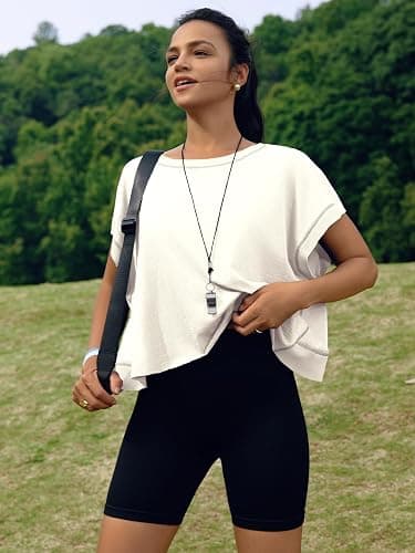 SENSERISE Womens Open Back Workout Tops Backless Short Sleeve Athletic Shirt Running Crop Top Gym Yoga Tee thumbnail 3