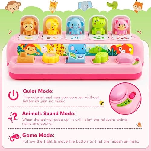 Duchong Toys for 1 Year Old Girls, Interactive Pop Up Toy with Music & Light, Montessori Learning Toys for Infant Baby Toddler 9-12-18 Months, First 1st Birthday Gifts for Girls Boys thumbnail 3