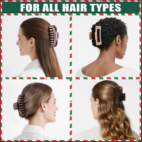 TOCESS Big Hair Claw Clips for Women - Neutral Large Claw Clip for Thin Thick Curly Hair 90's Strong Hold 4.33 Inch Nonslip Matte Jumbo Hair Clips (8 Pcs) thumbnail 5