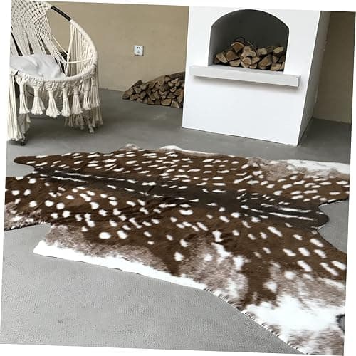 Artibetter Faux Deer Hide Rug: 110x90cm Plum Deer Area Rug – Non-slip Washable Animal Print Carpet for Bedroom, Living Room & Study thumbnail 2