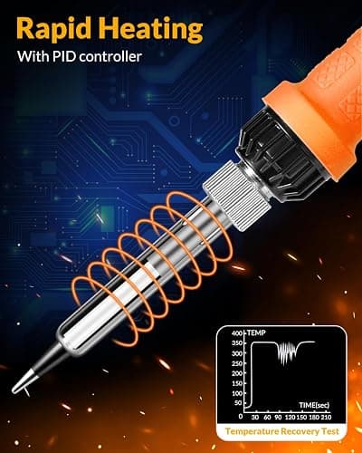 Soldering Iron Kit, 100W High Power Soldering Iron, Fast Heating, Digital Display Temperature Control Accurate 356°F-896°F, Portable Soldering Kit with Protective Cap, Automatic Sleep Mode thumbnail 5