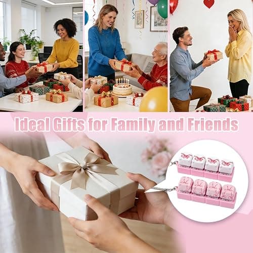 2 Pcs Keyboard Fidget Toys for Adults, Cute Bear Fidget Keyboard Clicker Keychain Pink Bow Cube Button Finger Clicker Toy for Anxiety ADHD Stress Relief Gift (Pink, White) thumbnail 7