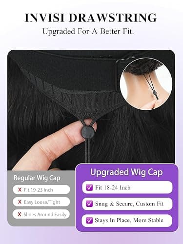 Tahikie V Part Wig Human Hair Body Wave 200% Density Upgrade U Part Wigs With Drawstring No Sew in No Glue Half Wigs Human Hair V Shape Clip In Half Wig For Women Natural Color 18 Inch thumbnail 6