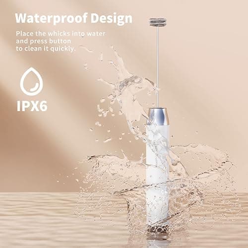 Maestri House Rechargeable Milk Frother, LunaFro NS Handheld Electric Foam Maker Waterproof Detachable Stainless Steel Whisk Drink Mixer Foamer for Lattes, Cappuccino, No Stand thumbnail 6