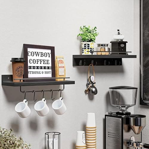 Nichake Framed Western Kitchen Decor, Cowboy Coffee Strong & Hot Wooden Sign, Farmhouse Coffee Bar Decor for Tiered Tray thumbnail 2