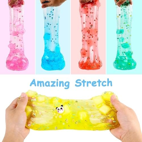 9 Pack Christmas Jelly Cube Clear Fluffy Slime Making Kit Party Favor, Crunchy Crystal Slime Charms for Girls and Boys, DIY Birthday Boba Slime for Kids, Bag Fillers Soft Non-Sticky Stress Relief Toys thumbnail 2