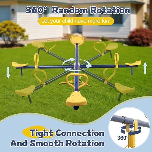 TAILERNRUYE Seesaw for Kids Outdoor for Ages 2-10,68.5 inch Teeter Totter Sit and Spin Outdoor Toys Swiveling 360 Degrees Rotating for Children Age 2 3 4 5 6 7 8 9 10 Courtyard Park Playground Balcony thumbnail 4