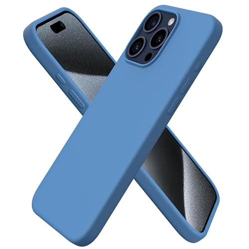 ORNARTO Compatible with iPhone 15 Pro Max Case 6.7", Slim Liquid Silicone 3 Layers Soft Gel Rubber Shockproof Protective Phone Case with Anti-Scratch Microfiber Lining-Blue - Image 1