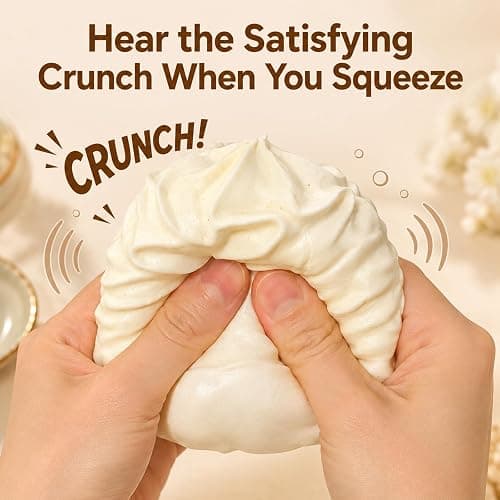 Crunchy Cream Roll Squishy, Crispy Cream Stress Ball for Adults，Pink thumbnail 4
