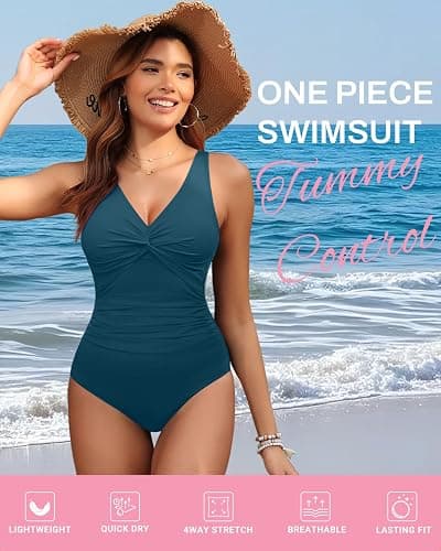 Holipick Women Tummy Control One Piece Swimsuit - Push Up Bathing Suit Full Coverage Slimming Swimwear thumbnail 3