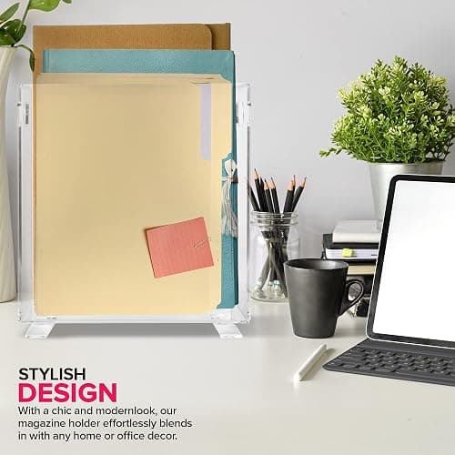 Stock Your Home Acrylic Magazine Holder - Crystal Clear Holder - Shatterproof - Open Top - Space Saver - For Magazines, Publications, Office Desk, Reception, Waiting Room thumbnail 6