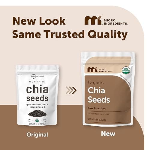 Organic Chia Seeds, 4lbs | Raw Chia Seed Source | Rich in Essential Fiber, Vegan Omega-3, & Plant Based Protein | Great for Baking, Smoothies, Pudding, & Oatmeal | Non-GMO, Gluten Free thumbnail 4