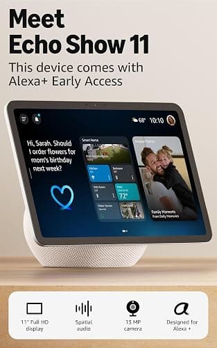 Amazon Echo Show 11 (newest model), Vibrant Full-HD 11" display with more viewing area and spatial audio, with Alexa+ Early Access, Glacier White thumbnail 7