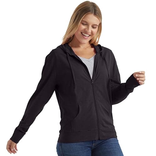 Hanes Women’s Slub Knit Full-Zip Hoodie, Textured Cotton Zip-Up T-Shirt Hoodie for Women thumbnail 3