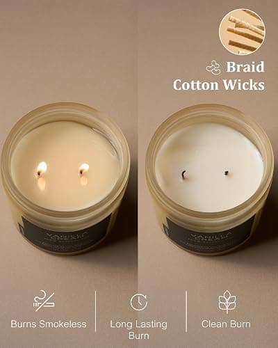 M&SENSE Vanilla Soy Candles, Medium 2 Wick 11.6oz 70 Hours Burning Time, All Natural Organic Soy Wax, Relaxing Aromatherapy Scented Candle, Housewarming Gift for Women and Men thumbnail 5
