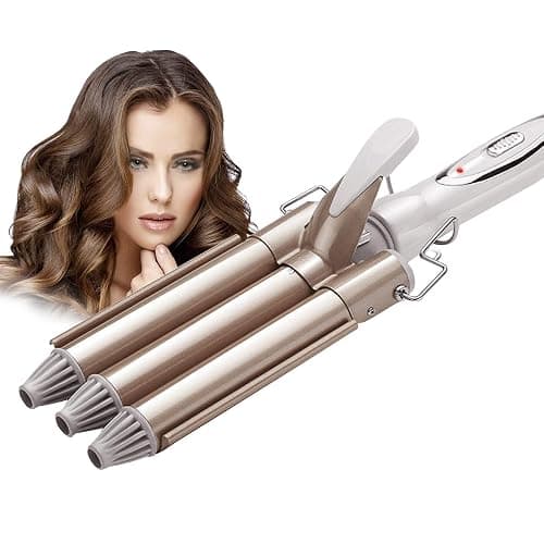 MENQANG Fer à boucler onduler, 3 Barils Fer à Onduler Fer à onduler Grandes Bigoudis pour Cheveux Long/Courts pour Femme Diamètre 22mm - Image 1