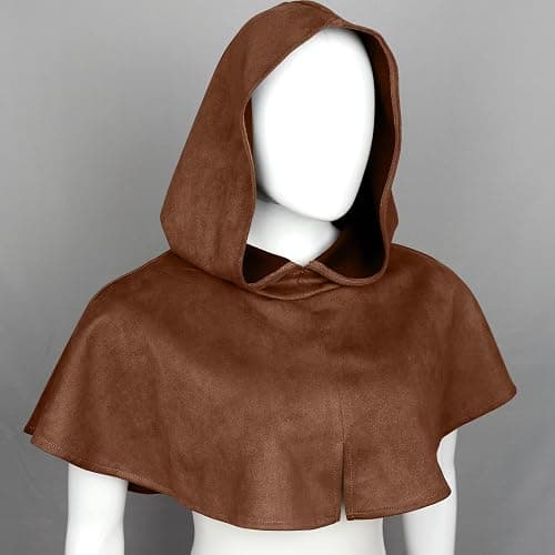 L'VOW Medieval Cowl Hooded Cape Renaissance Short Cloak with Hood for Women Men Halloween Cosplay Costume thumbnail 8
