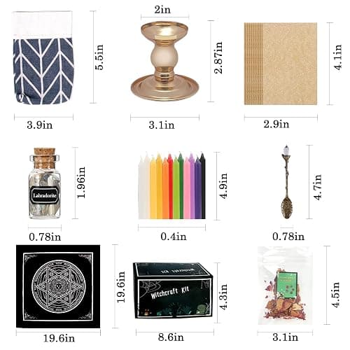 Witchcraft Supplies Kit, 86 PCS Wiccan Supplies and Tools, Include Dried Herbs, Crystal Jars, Colored Candles and Parchments, for Beginners Witches Pagan Altar Decor thumbnail 5