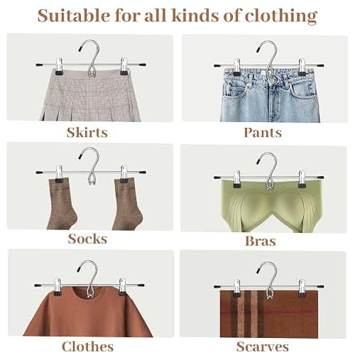 Pants Hangers Space Saving,Stackable Skirt Hangers with Clips, Hanging Closet Organizer and Storage,Clothes Hangers, College Dorm Essentials Apartment Essentials- 8 Pack thumbnail 6