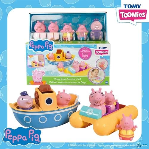 Toomies Peppa Pig Bath Toys - Peppa’s Boat Adventure Bath Toy Set - Includes 2 Boat Toys and 5 Peppa Pig Figures - Peppa Pig Toy Boats - Toddler Bath Toys for 18 Months and Up thumbnail 6