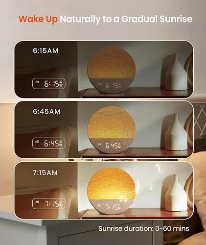 Dreamegg Sunrise 1 - Sunrise Alarm Clock, Sound Machine for Sleep, Customizable Sleep Routines, Dimmable Night Light, 29 Soothing Sounds, White Noise Machine, Wake Up Light for Bedrooms, Adults, Kids thumbnail 4