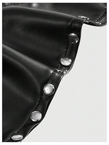 SOLY HUX Women's Gothic Grunge PU Leather Sparkly Halter Crop Top Y2k Deep V Neck Vest Rave Outfits thumbnail 3