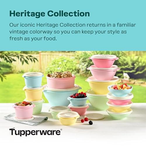 Tupperware Heritage 36-Piece Vintage Pastel Set (18 Containers + 18 Lids) | Plastic Food Storage Containers with Secure Lids, BPA-Free Materials, & Dishwasher-Safe for Kitchen Storage or Meal Prep thumbnail 4
