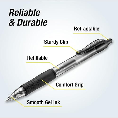 Pilot G2 Premium Gel Roller Pens, Extra Fine Point 0.5 mm, Gel Pens Black Ink, Pack of 12 - Ideal for School, Journaling & Office Writing thumbnail 6
