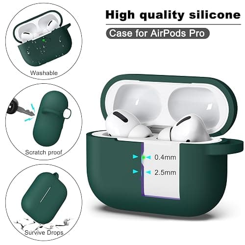R-fun for AirPods Pro 2nd/1st Generation Case with Cleaner Kit,Soft Silicone Protective Case Cover for Apple AirPod Pro 2/1 for Women Men,AirPods Pro Case Accessories with Keychain,Forest Green thumbnail 6