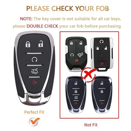OFFCURVE Car Key Fob Cover Compatible with Chevy Key Shell Car Accessories Remote Key Protector Fits Chevy Equinox Malibu Camaro Traverse 5-Button Smart Key, Pink/Pattern Random thumbnail 2