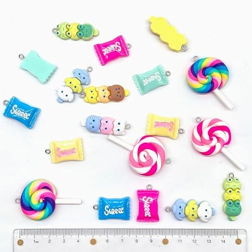 Bulk Assorted Candy Pendant,Grandient 3D Gummy bear Charms for Jewelry Necklace Earrings Bracelet Art Craft Project Making (70pcs with hole) thumbnail 9