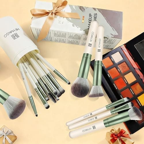 HEYMKGO Makeup Brushes 15Pcs Diversity Makeup Brush Set with Makeup Brush Holder Premium Synthetic Bristles Foundation Kabuki Powder Concealers Blush Blending Lip Eyeshadow Highlighter Eyebrow Brush thumbnail 8