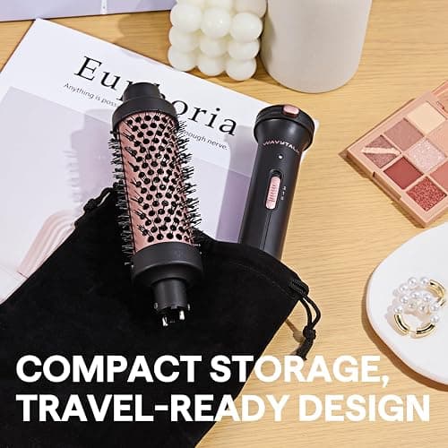 Wavytalk Thermal Brush, 1 1/2 inch Heated Round Brush with Detachable Head, Velvet Pouch and Dual Voltage for Travel, Easy to Create Blowout Look, Rose Gold thumbnail 6